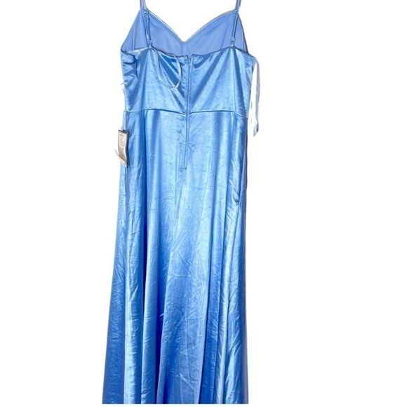 CITY STUDIO Blue Zip,Pocks, Slit Spaghetti Strap Full-Length Gown Dress Juniors - Picture 7 of 13
